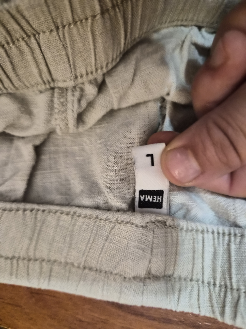 Hem Light Beige Wide-Leg Linen-Blend Drawstring Pants - Picture 4 of 4